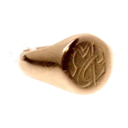 Chevalière en or rose 18 cts, poinçon éf