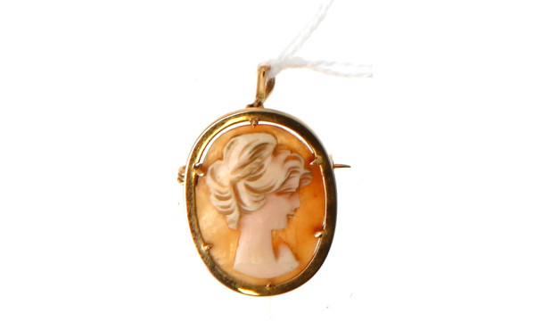 Broche-pendentif en or jaune 18 cts, poi