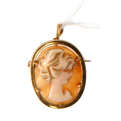 Broche-pendentif en or jaune 18 cts, poi