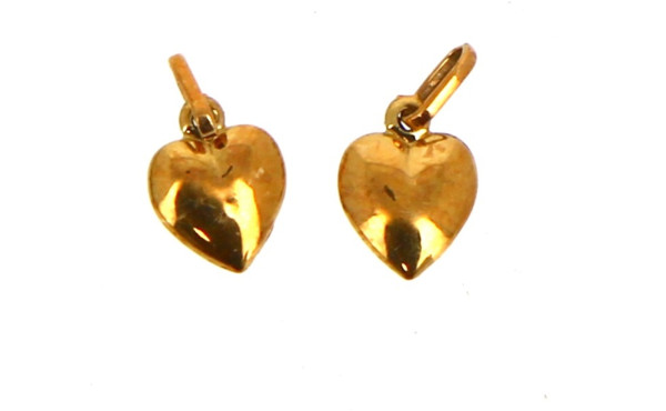 2 petits pendentifs cœur en or jaune 750