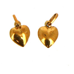 2 petits pendentifs cœur en or jaune 750