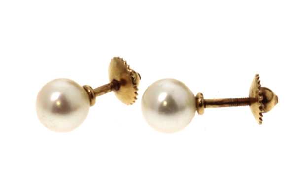 Paire de BO en or jaune 18 cts et perles