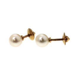 Paire de BO en or jaune 18 cts et perles