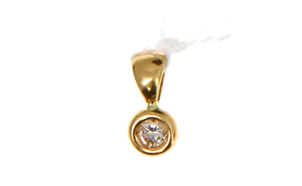 Pendentif rond en or jaune 18 cts serti 