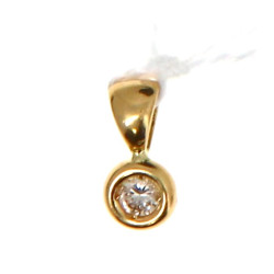 Pendentif rond en or jaune 18 cts serti 