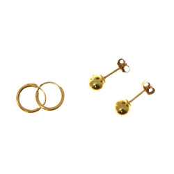 Lot de 2 paires de BO en or jaune 18 cts