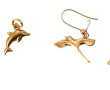 Paire de BO "oiseaux" en or 18 cts : on 
