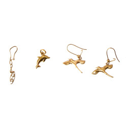 Paire de BO "oiseaux" en or 18 cts : on 