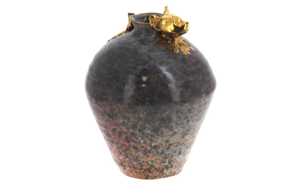 Original vase en céramique moucheté rose