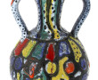 Vase à deux anses en céramique multicolo