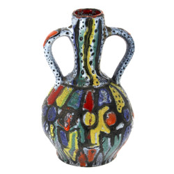 Vase à deux anses en céramique multicolo