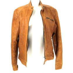 Blouson homme en cuir camel, taille M