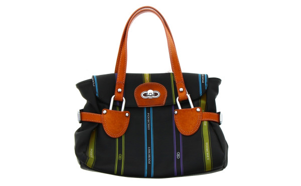 POURCHET - Sac en toile enduite et cuir 