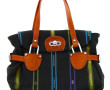 POURCHET - Sac en toile enduite et cuir 