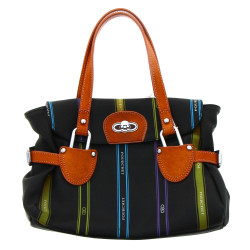 POURCHET - Sac en toile enduite et cuir 