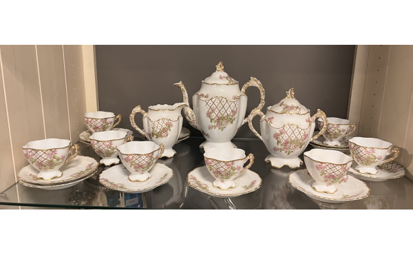 Service à café en porcelaine ancienne bl
