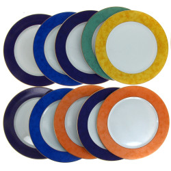 HAVILAND - 10 assiettes plates à bordure