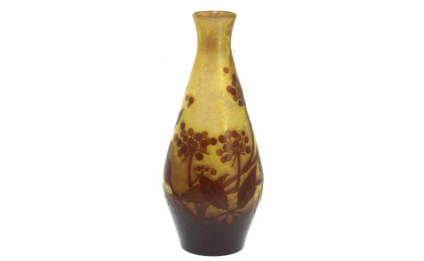 GALLE - Vase en verre double couche à dé