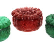 3 coffrets en verre moulé de forme flora