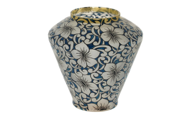 LEUNE - Vase en verre à décor de fleurs 