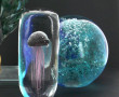 Lot d'objets modernes en verre de couleu