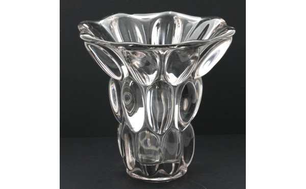Vase à col évasé en verre moulé années 5
