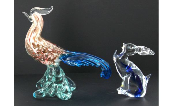 COQ en verre de couleurs et paillons dor