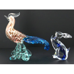 COQ en verre de couleurs et paillons dor