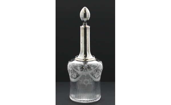 Carafe à liqueur ancienne en cristal, co