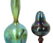 Lot de 2 vases en verre irisé dans le go