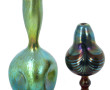 Lot de 2 vases en verre irisé dans le go