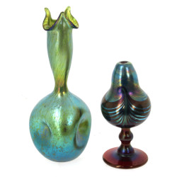 Lot de 2 vases en verre irisé dans le go
