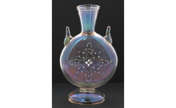 Vase ancien en verre transparent émaillé