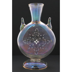 Vase ancien en verre transparent émaillé