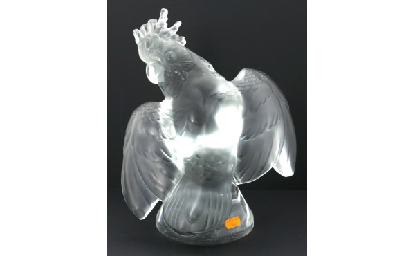 LALIQUE France - Perroquet en cristal bl