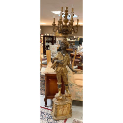 Porte torchère nubien en bois polychrome et o