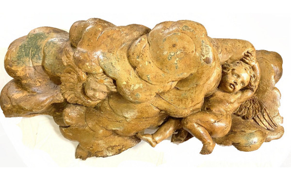 PANNEAU ancien en bois naturel sculpté à