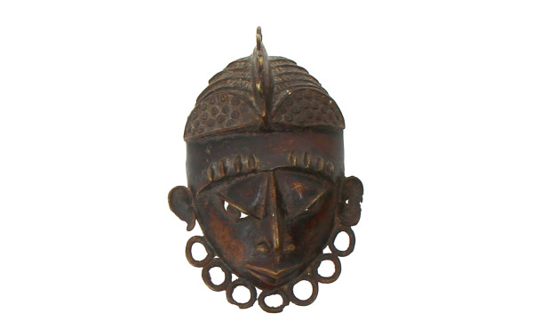 Afrique - Masque en bronze, H 23 cm env.