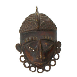 Afrique - Masque en bronze, H 23 cm env.