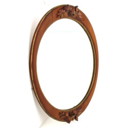 Miroir ovale encadrement en bois naturel