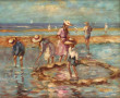 "Scène de plage", tableau décoratif sur 