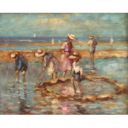 "Scène de plage", tableau décoratif sur 
