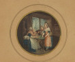 Cadre doré contenant 2 gravures en coule