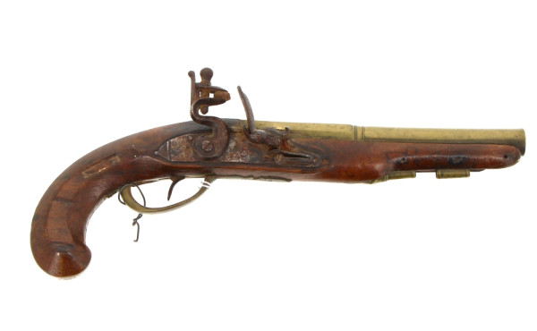 Pistolet à silex de Marine, canon rond à