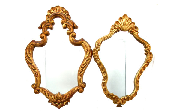 Lot de 2 miroirs rocailles, encadrements