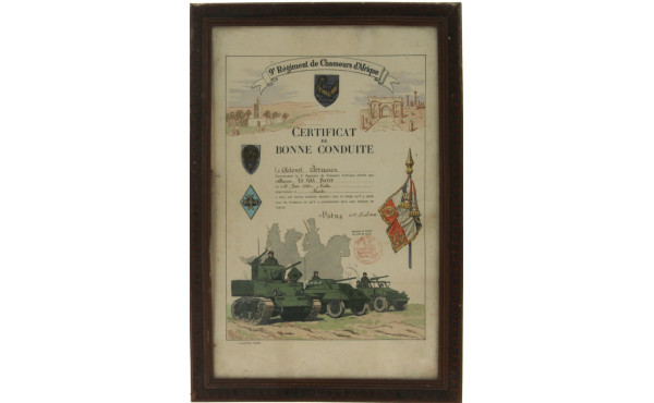 Thème militaire - Certificat de bonne co