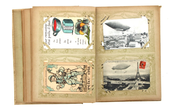 Album de cartes postales dont ballons, f