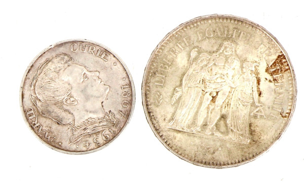 Lot de 2 pièces en argent : 1 pièce de 5