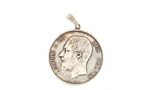 Pièce de 5 F écu belge "1872" montée en 
