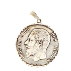 Pièce de 5 F écu belge "1872" montée en 